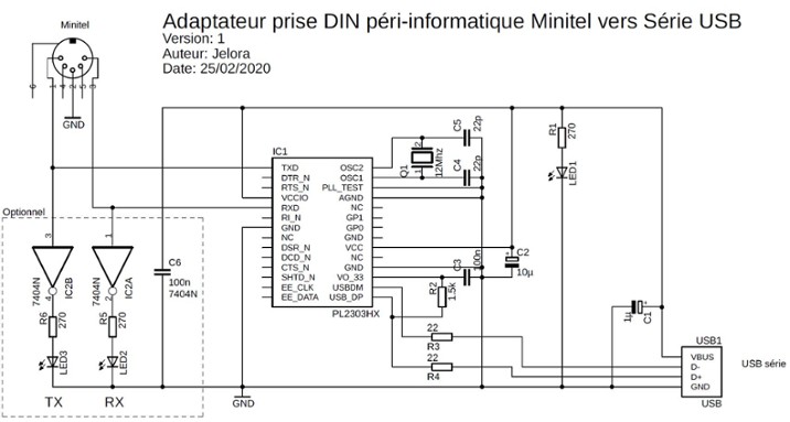 Adaptateur prise DIN péri-informatique Minitel vers Série USB avec PL2303HX.JPG